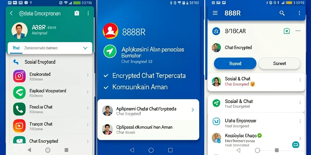 Antarmuka 888R menampilkan fitur Chat Encrypted yang intuitif dan mudah digunakan.