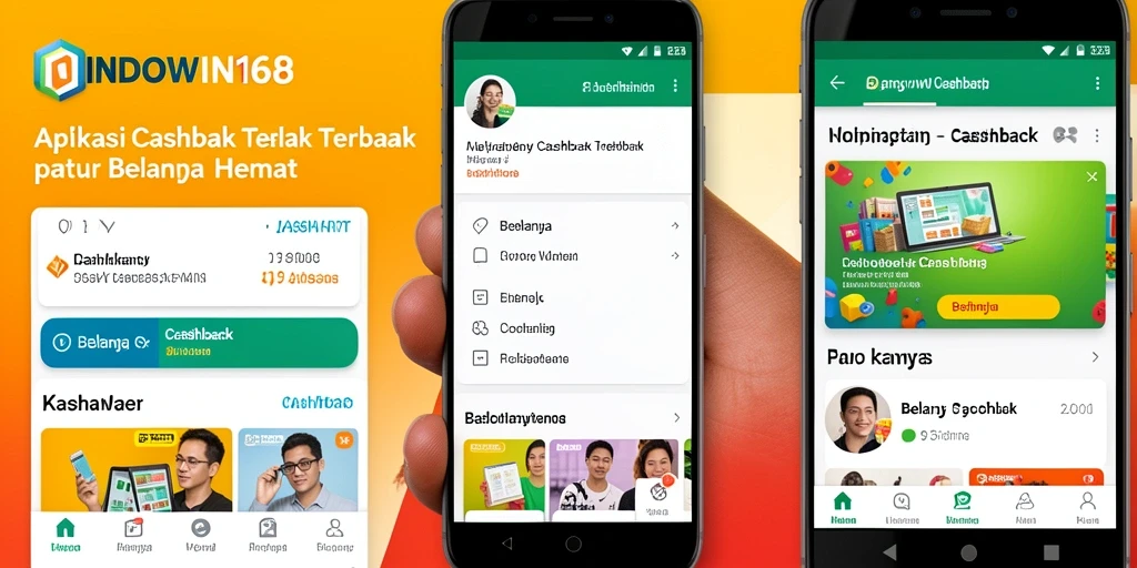 Screenshot antarmuka aplikasi Cashback INDOWIN168 dengan penawaran menarik.
