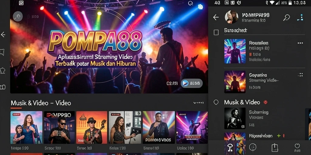 Antarmuka POMPA88 yang intuitif untuk streaming video musik.