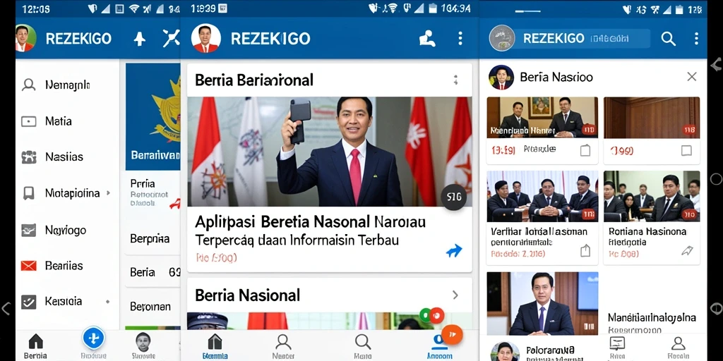 Antarmuka REZEKIGO yang menarik dan modern untuk berita nasional.