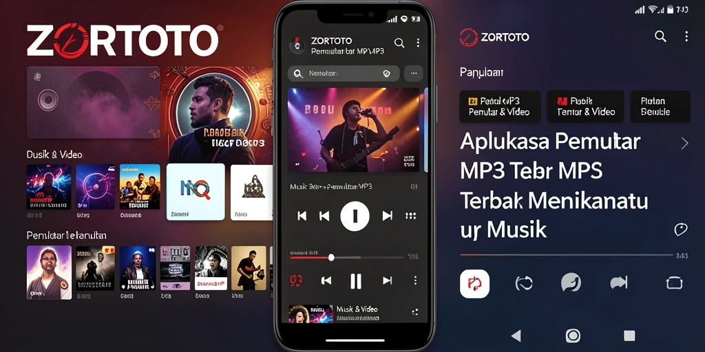 Tampilan antarmuka ZORTOTO yang bersih dan user-friendly untuk pemutar MP3.